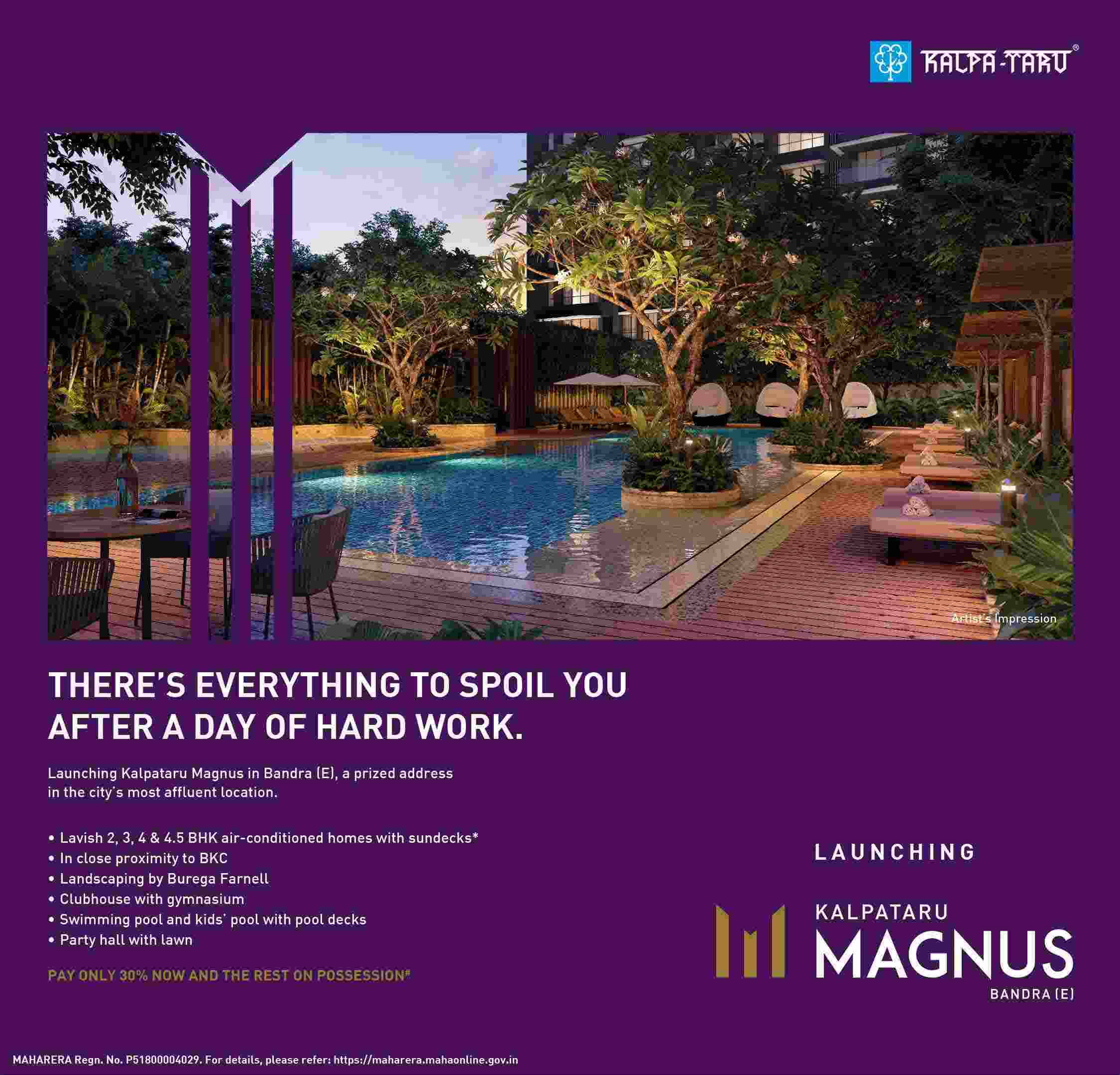 Pay only 30% now & rest on possession at Kalpataru Magnus in Mumbai